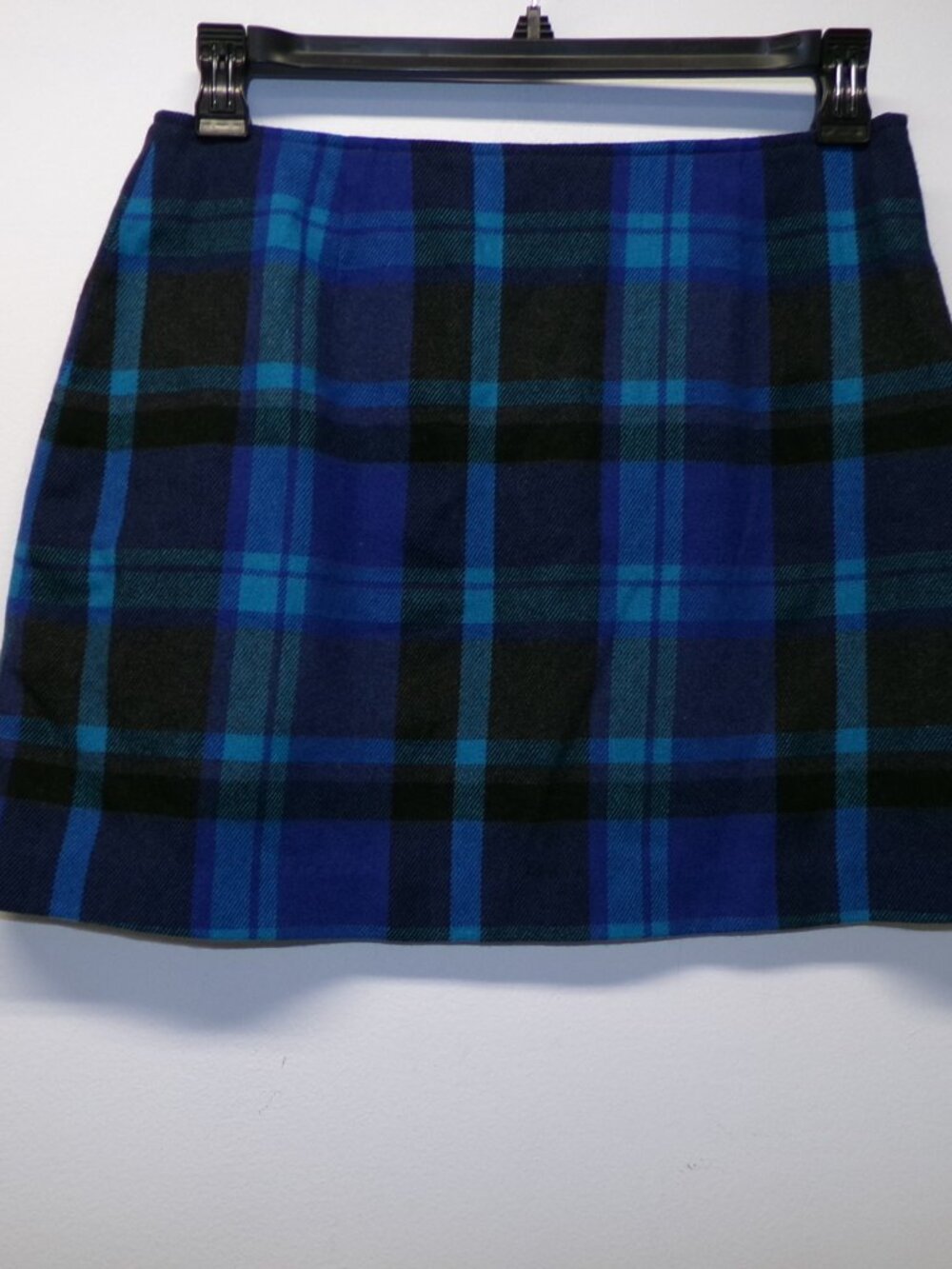 Vtg 90s Y2K The Limited America Skirt Women 10 Blue Plaid Wool Blend Mini Italy